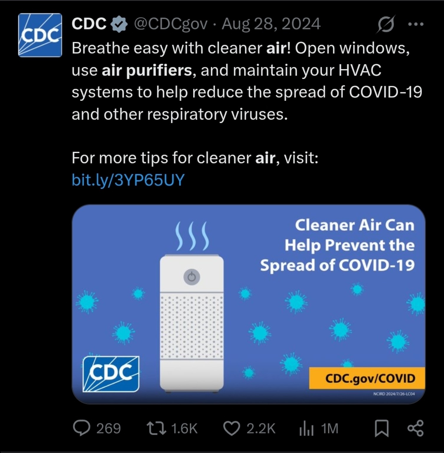 CDC cleaner air social-media post