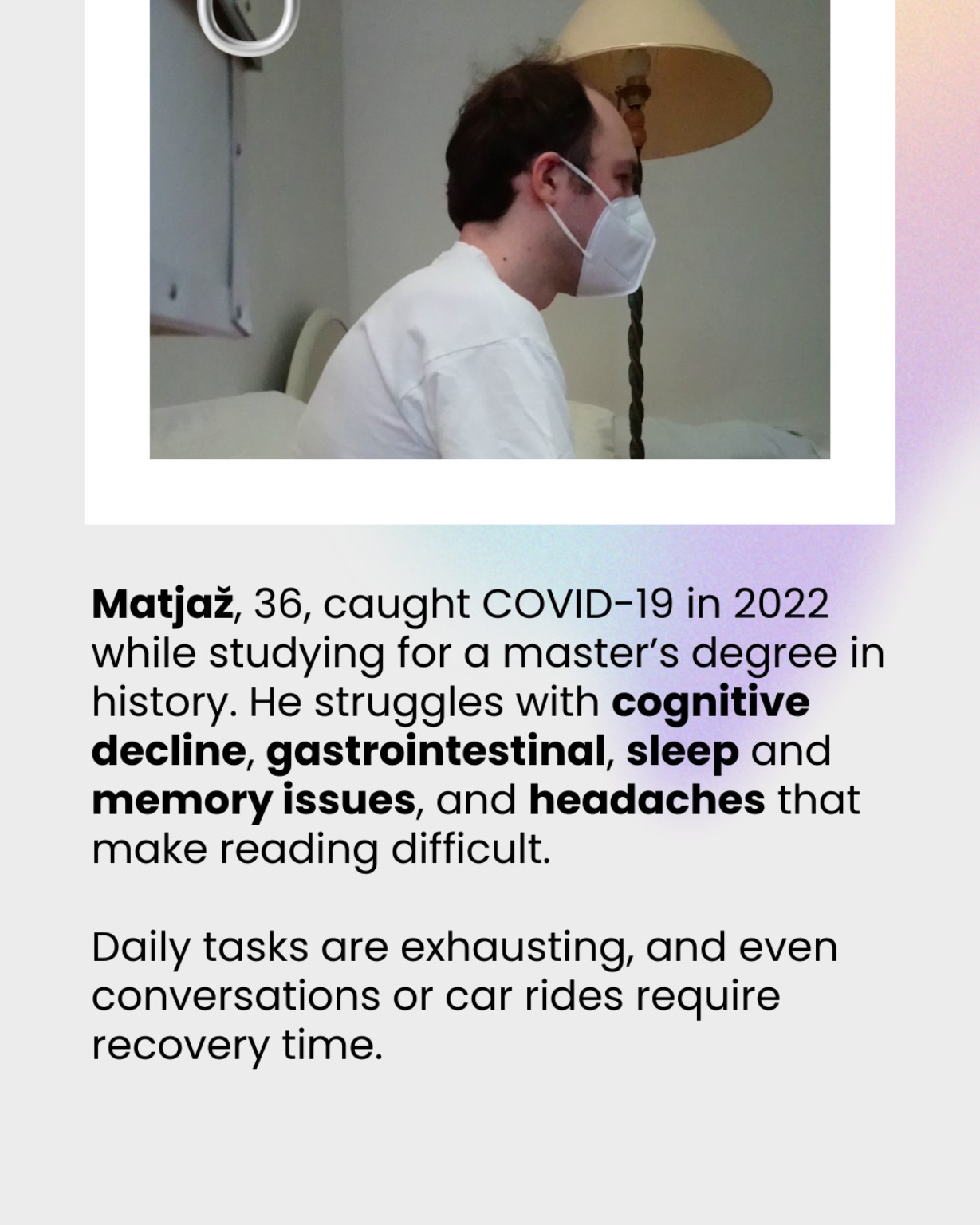 Matjaž, a Long COVID patient, accompanying WHO Europe point 2.
