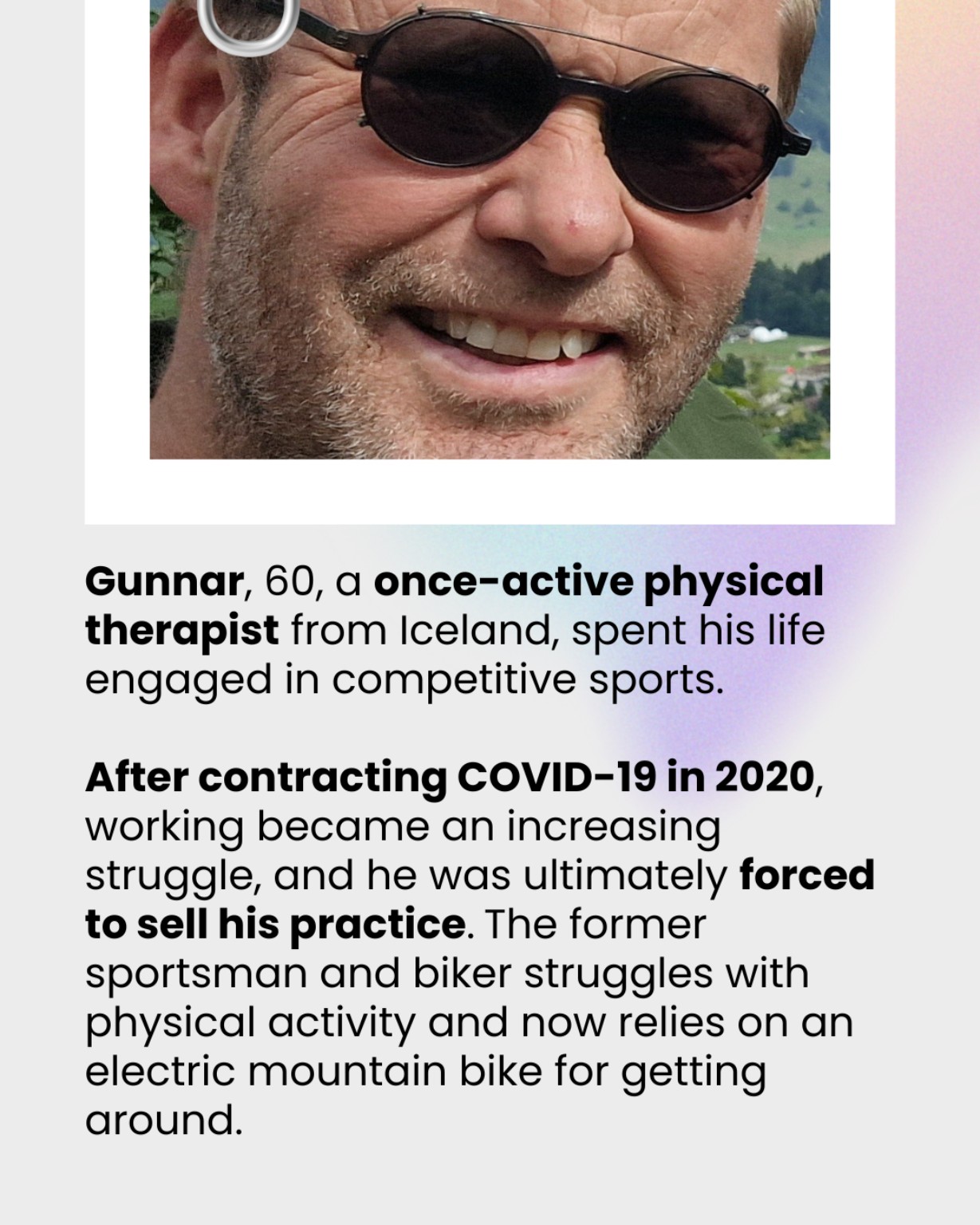 Gunnar, an Icelandic Long COVID patient, accompanying WHO Europe point 4.