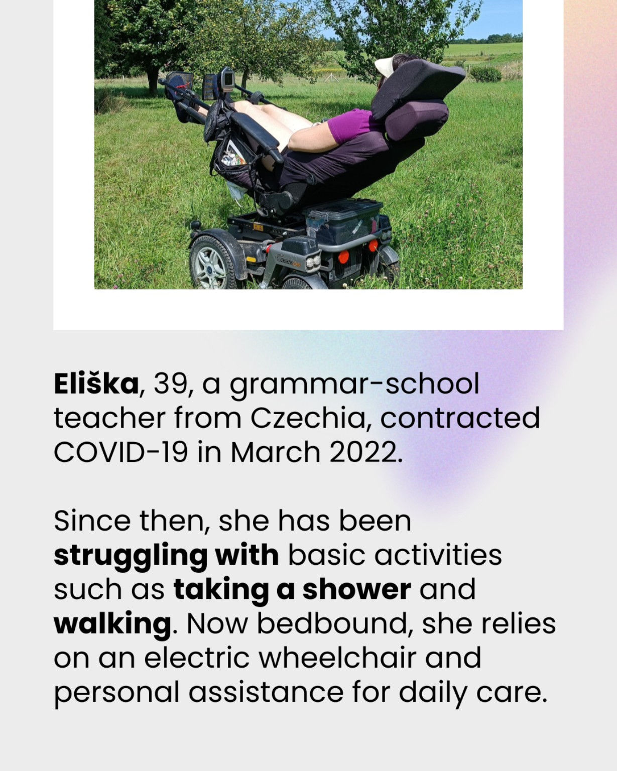 Eliška, a Czech Long COVID patient, accompanying WHO Europe point 5.