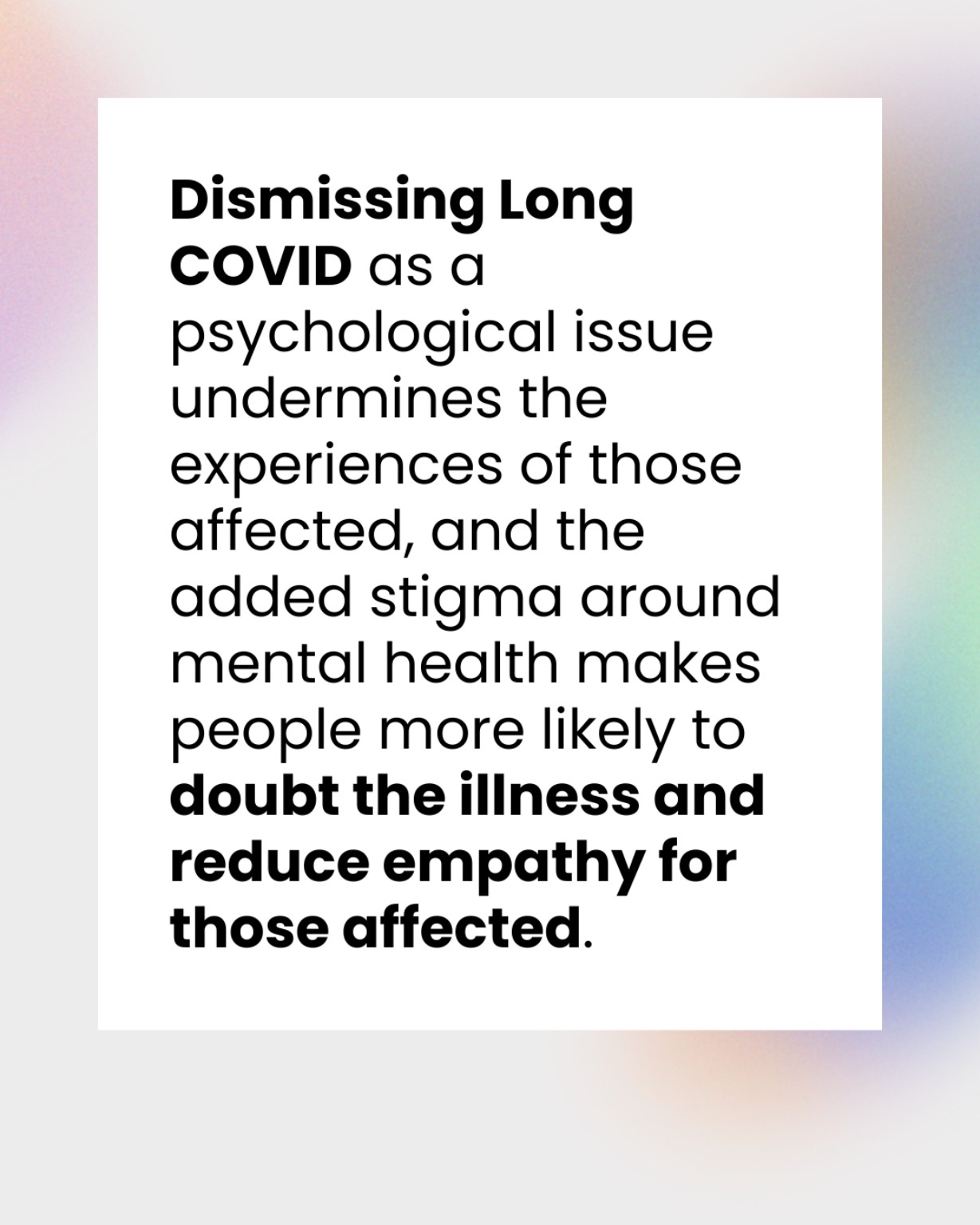 Graphic about the harm of dismissing Long COVID as a psychological issue, accompanying WHO Europe point 6.