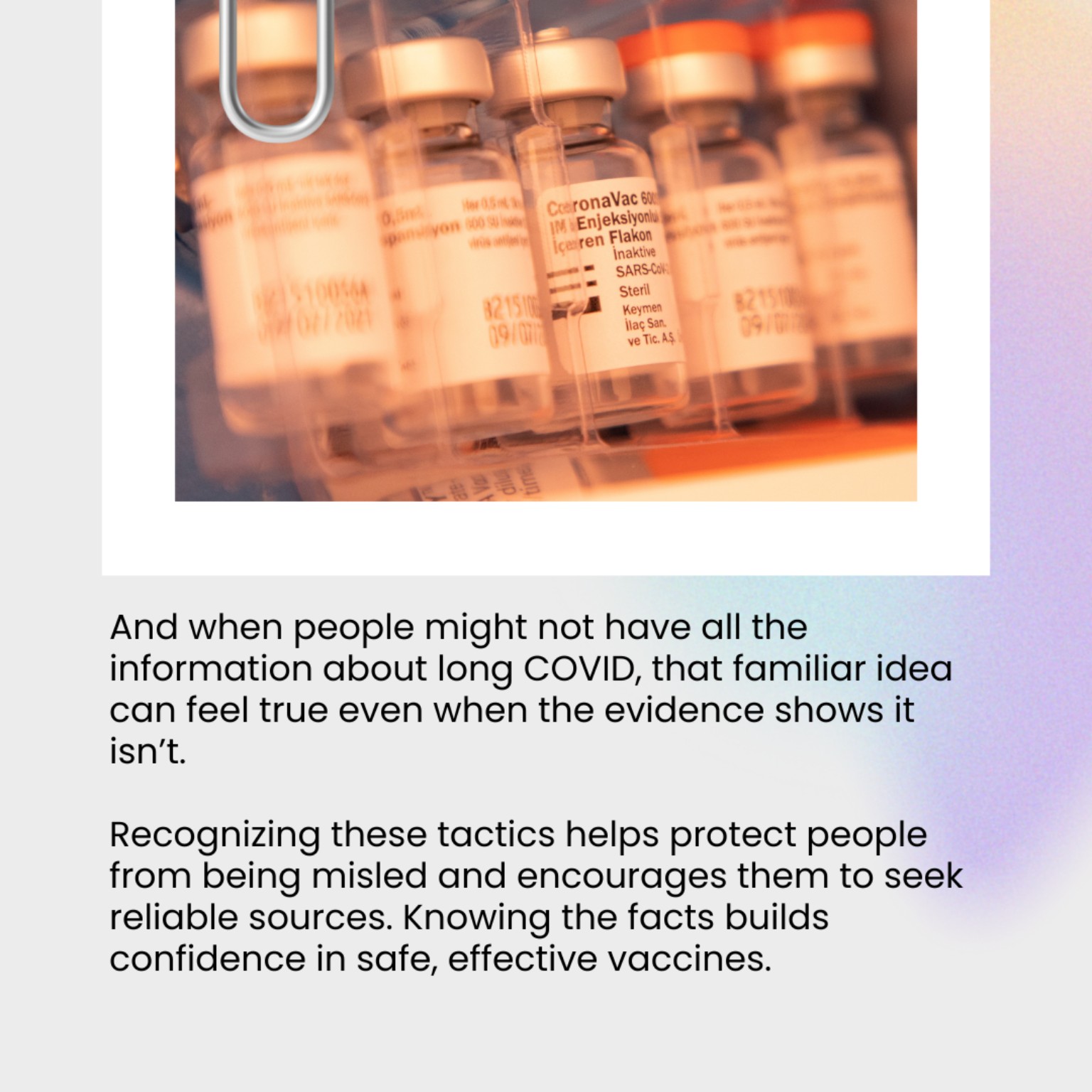 Graphic about Long COVID misinformation and vaccines, accompanying WHO Europe point 7.